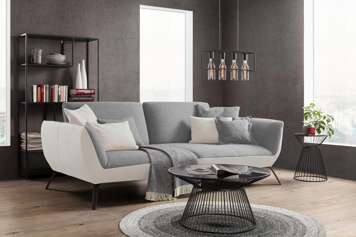 Veľká pohovka TRENDY, strieborná - čierna/strieborná, Modern, kompozitné drevo (260/93/124cm) - Premium Living