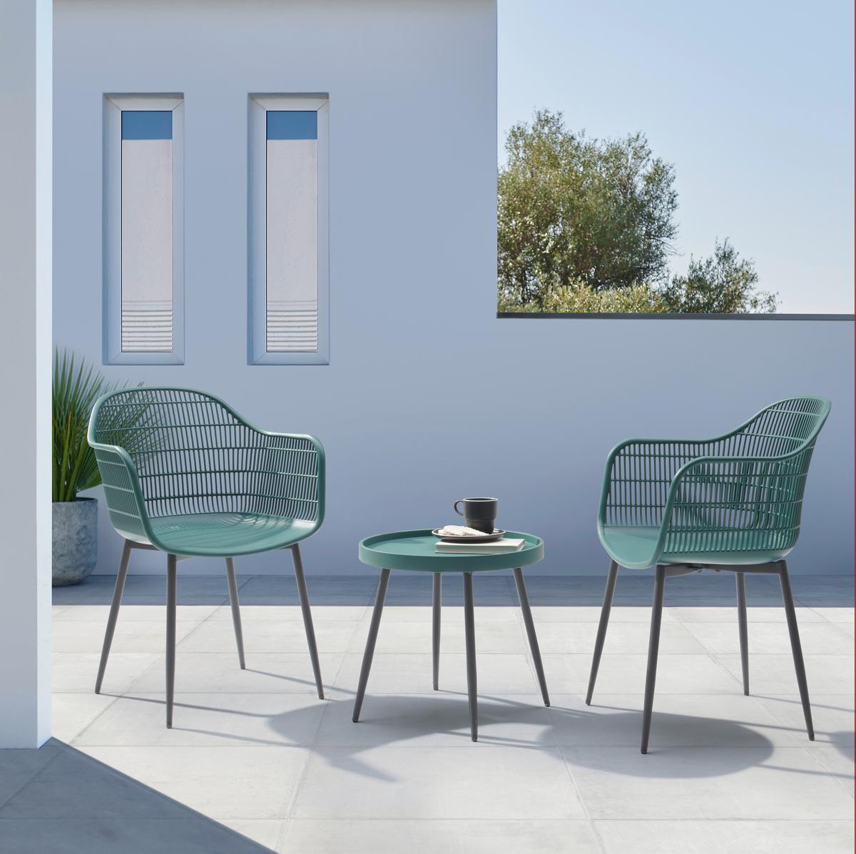 SADA NA BALKON MARIELLA - černá/zelená, Moderní, kov/plast (53/85/63cm) - Modern Living