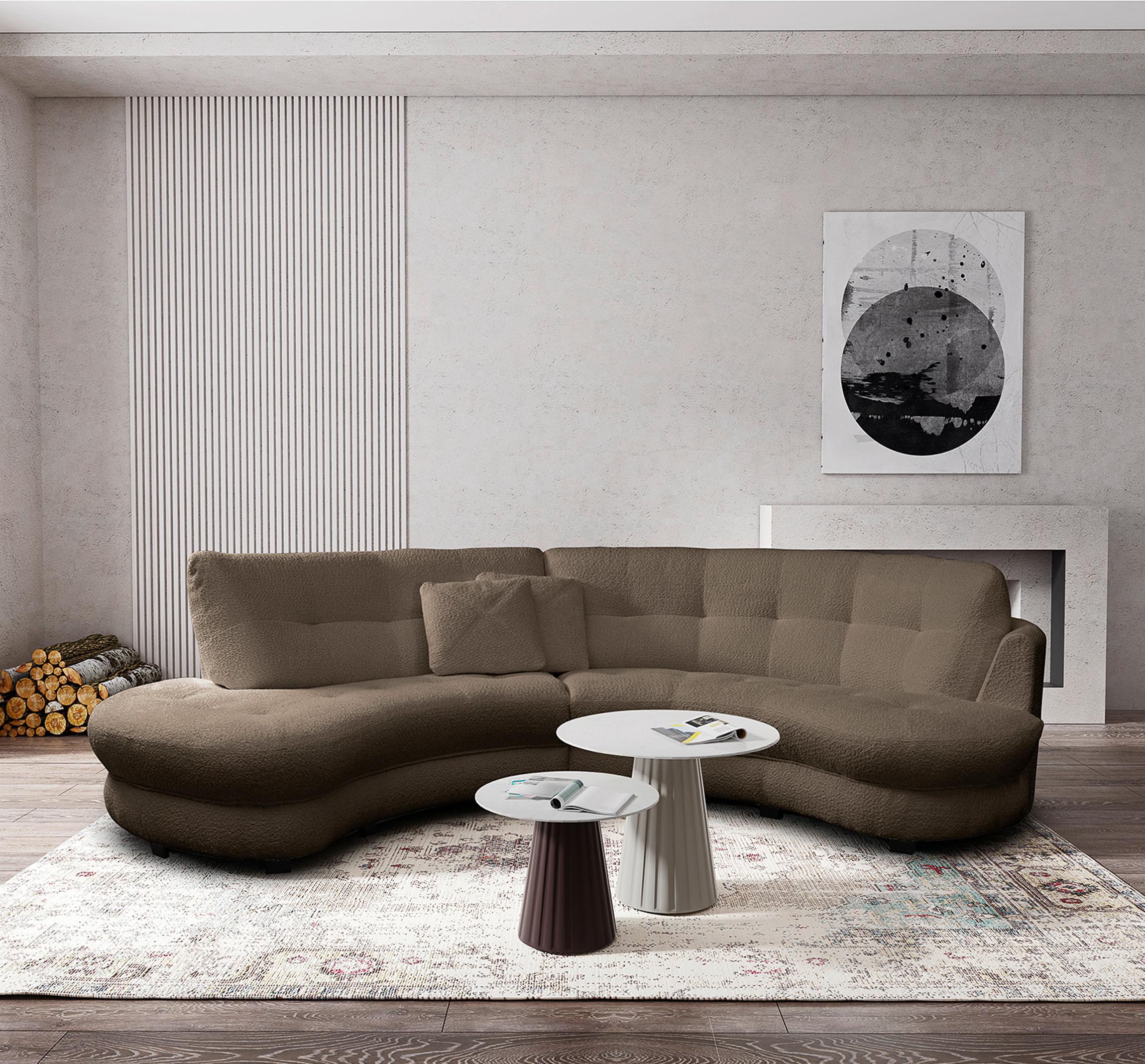 Ecksofa Bretania, Braun 113x300 cm - Schwarz/Weiß, Design, Textil (113/300cm) - Livetastic