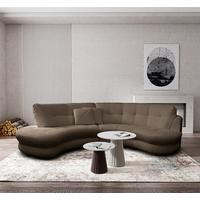 Ecksofa Bretania, Braun 113x300 cm - Schwarz/Weiß, Design, Textil (113/300cm) - Livetastic