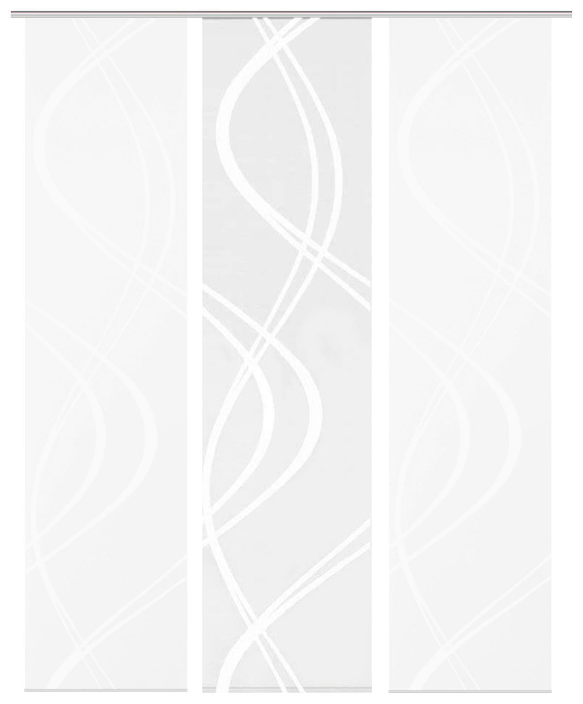 Flächenvorhang 3--Teilig. Tiberio B: 60 cm, Weiß halbtransparent - Weiß, MODERN, Textil (60/245cm)
