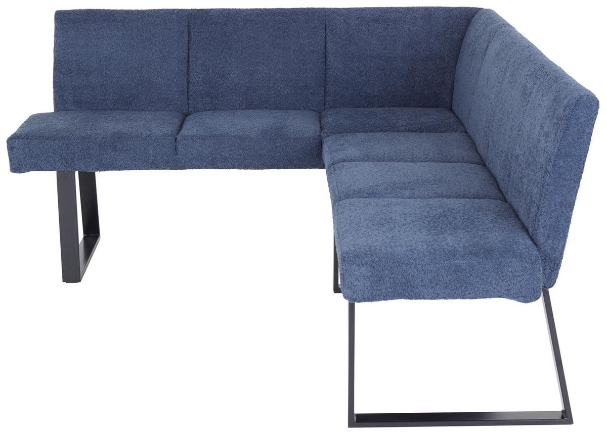 Eckbank Dunkelblau Leinenoptik Tampa 150x190 cm - Schwarz/Dunkelblau, MODERN, Textil/Metall (150/190cm) - MID.YOU