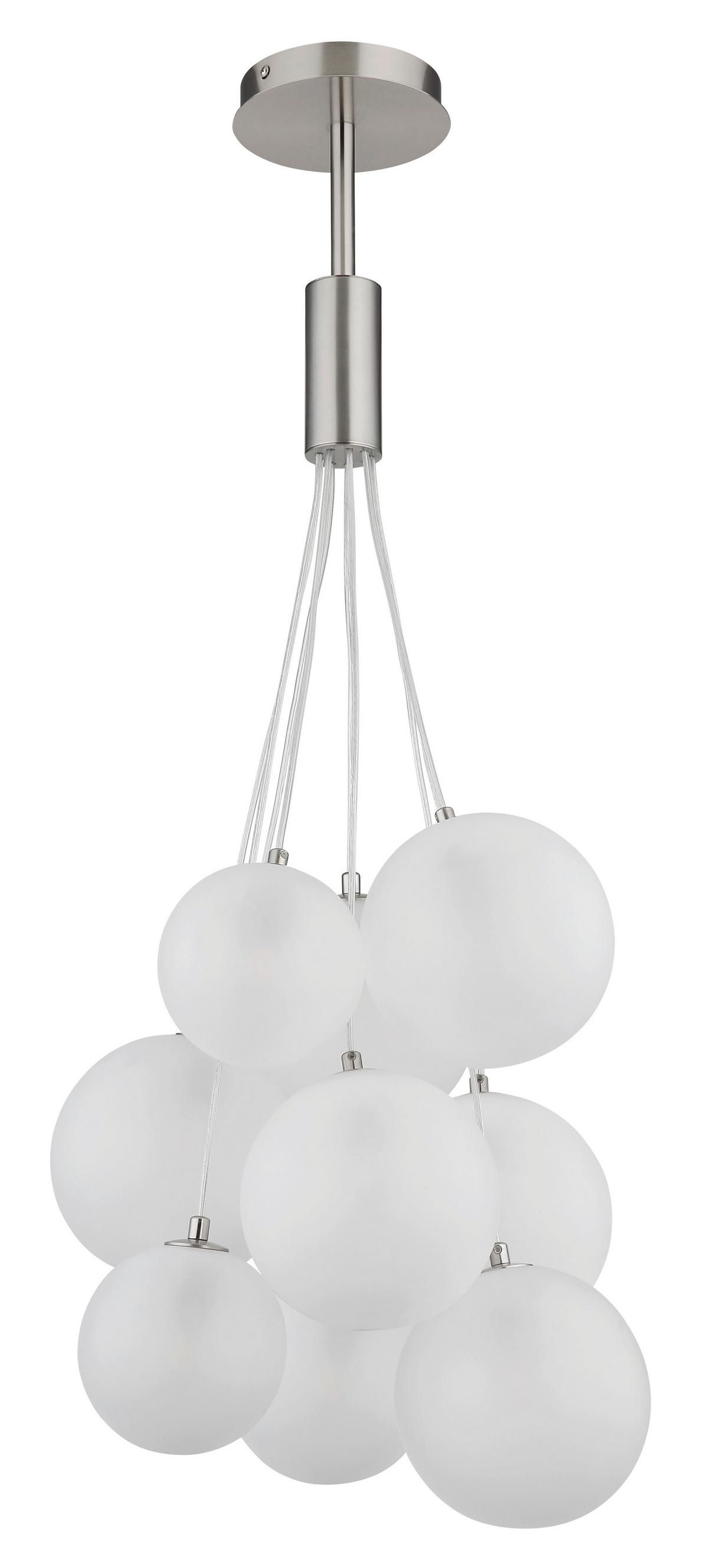 Hängeleuchte 56144-9hn - Nickelfarben, Design, Glas/Metall (45/90cm) - Globo