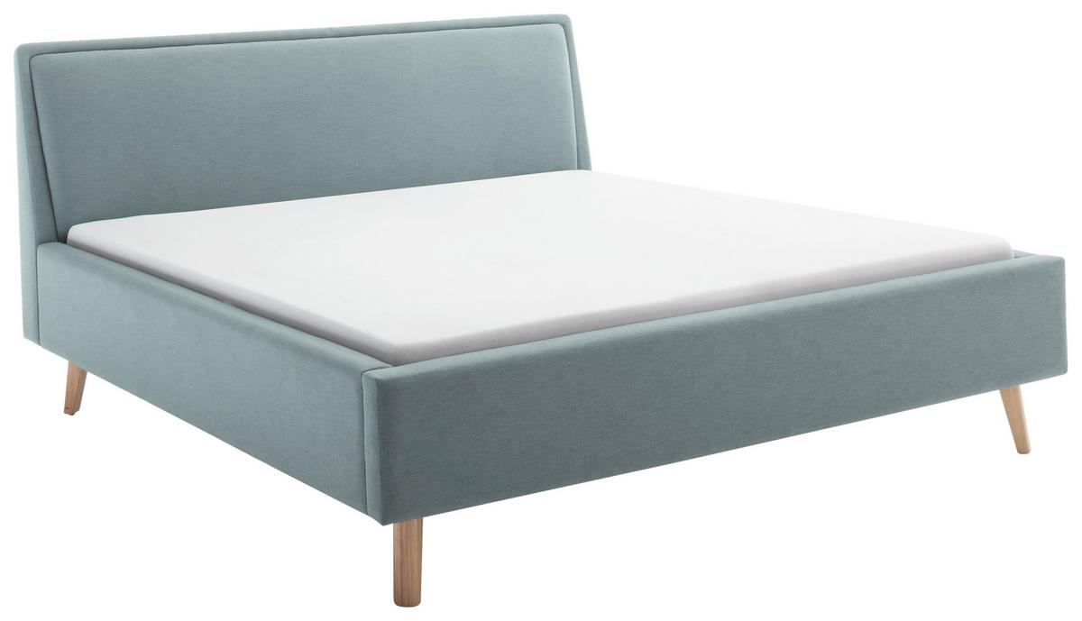 Polsterbett Frieda 180x200cm Hellblau, inkl. Bettkasten - Eichefarben/Hellblau, KONVENTIONELL, Holz/Textil (180/200cm) - Livetastic
