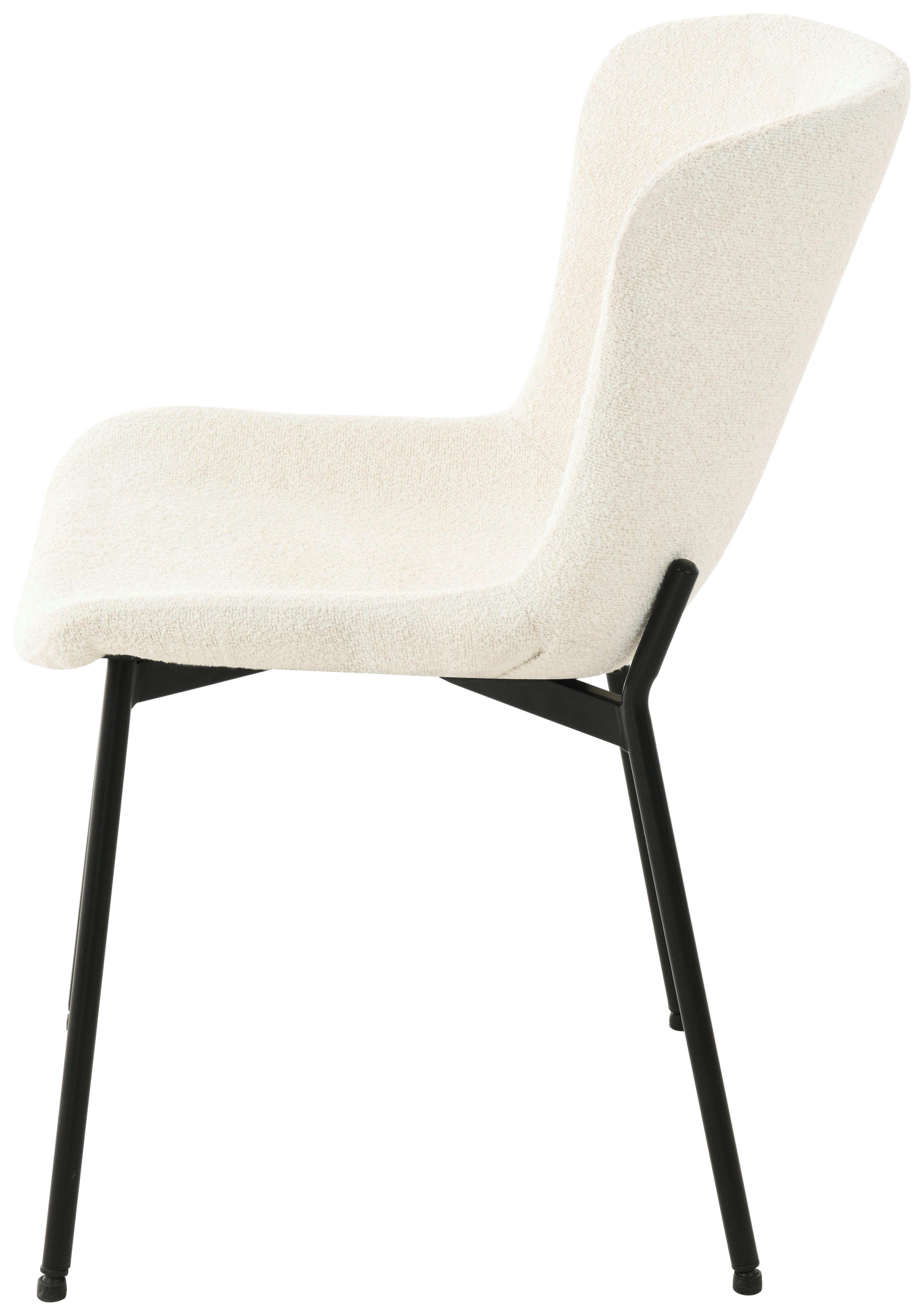 Esszimmerstuhl Padua Weiß Echtholz Beine - Schwarz/Weiß, MODERN, Holz/Textil (50/79/59cm) - MID.YOU