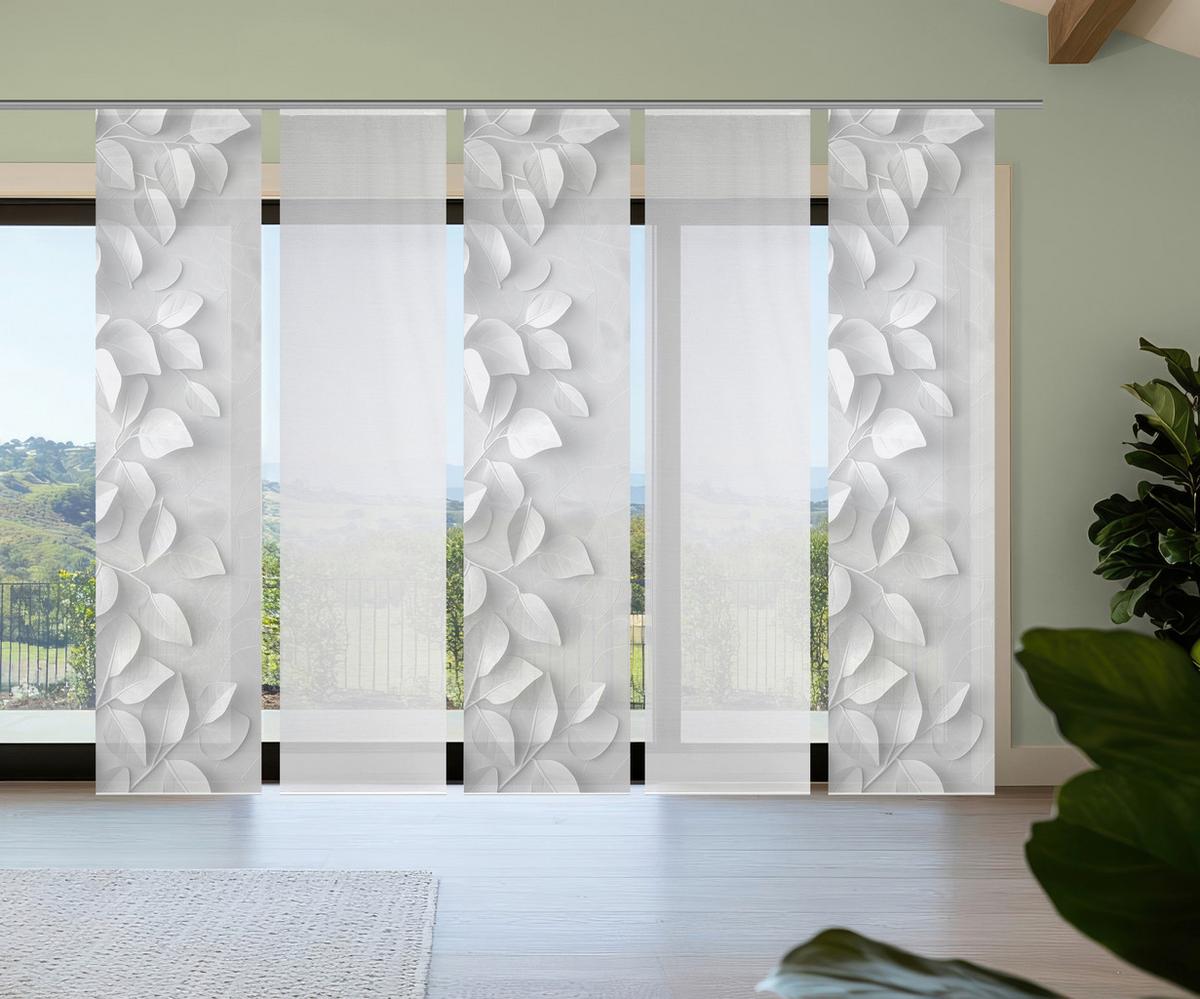 Flächenvorhang Rixa 5er Set - Grau Hochglanz/Weiß, Design, Textil (60/260cm)