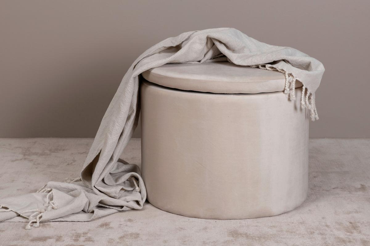 Pouf Dunken - Beige, Design, Kunststoff/Textil (51/43/51cm) - Livetastic
