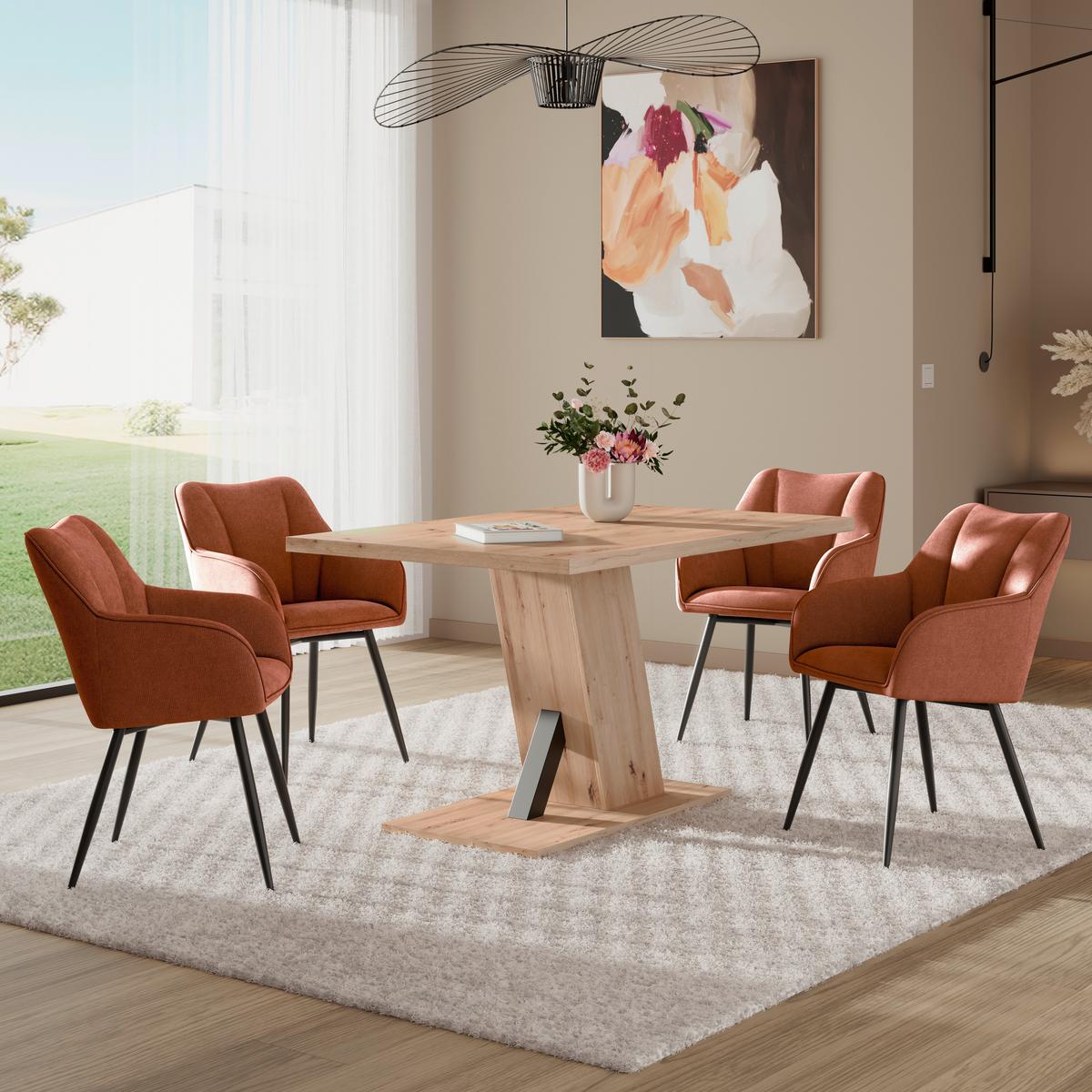 Karosszék Caro 2 Giga S - fekete/terrakotta, Konventionell, textil/fa (55/83/61cm) - Nedis SmartLife