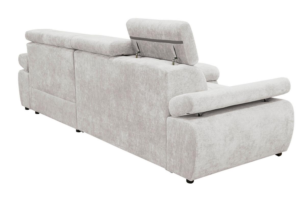 Rohová sedačka VEGAS, pravá, světle šedá žinylka - černá/světle šedá, Design, dřevo/textil (294/173cm)