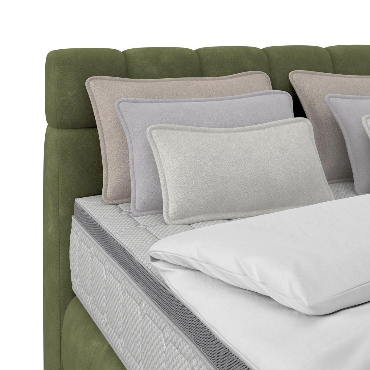 Boxspringbett Nobu Dunkelgrün, Lf: 140x200 Cm - Dunkelgrün/Schwarz, Trend, Holz/Textil (140/200cm)