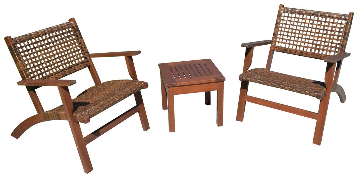 Balkonmöbel Set Sonora Eukalyptusholz - Dunkelbraun, Basics, Holz (40/40/35cm) - Gardenson