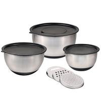 Rührschüsselset Schwarz/Edelstahlfarben 10--Teilig - Edelstahlfarben/Schwarz, Basics, Kunststoff/Metall - Kesper