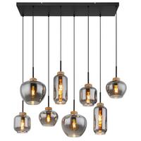 Hängeleuchte 8-Flammig Indoor - Schwarz/Naturfarben, Design, Naturmaterialien/Glas (105/40/120cm) - Globo