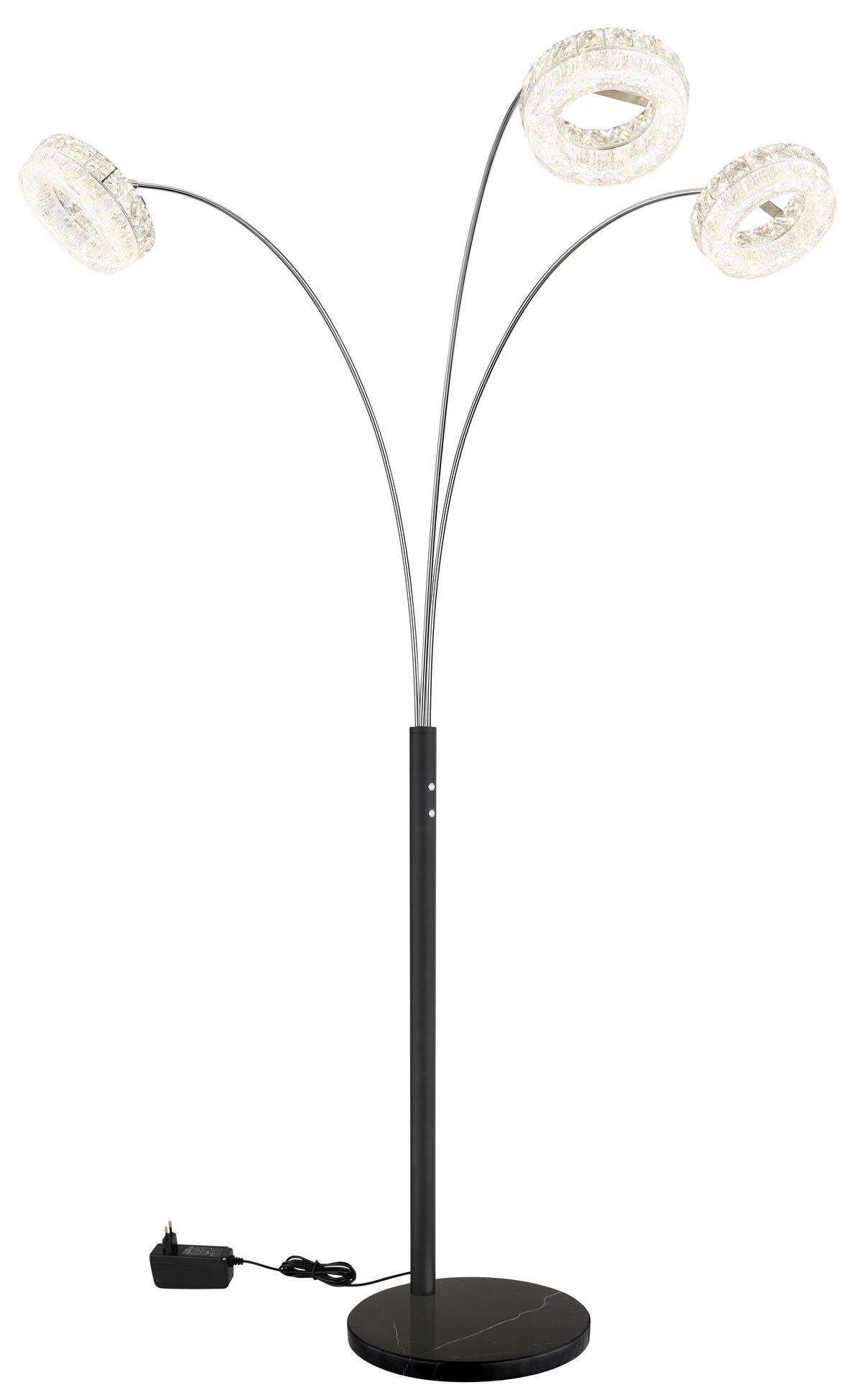 Led-stehleuchte Memory-Funktion - Klar/Schwarz, Design, Glas/Kunststoff (82,5/102/190cm) - Globo
