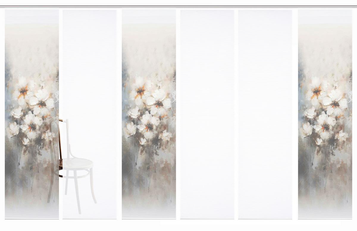 Flächenvorhang Aristea 6er Set - Hellgrau/Naturfarben, Natur, Textil (60/245cm)