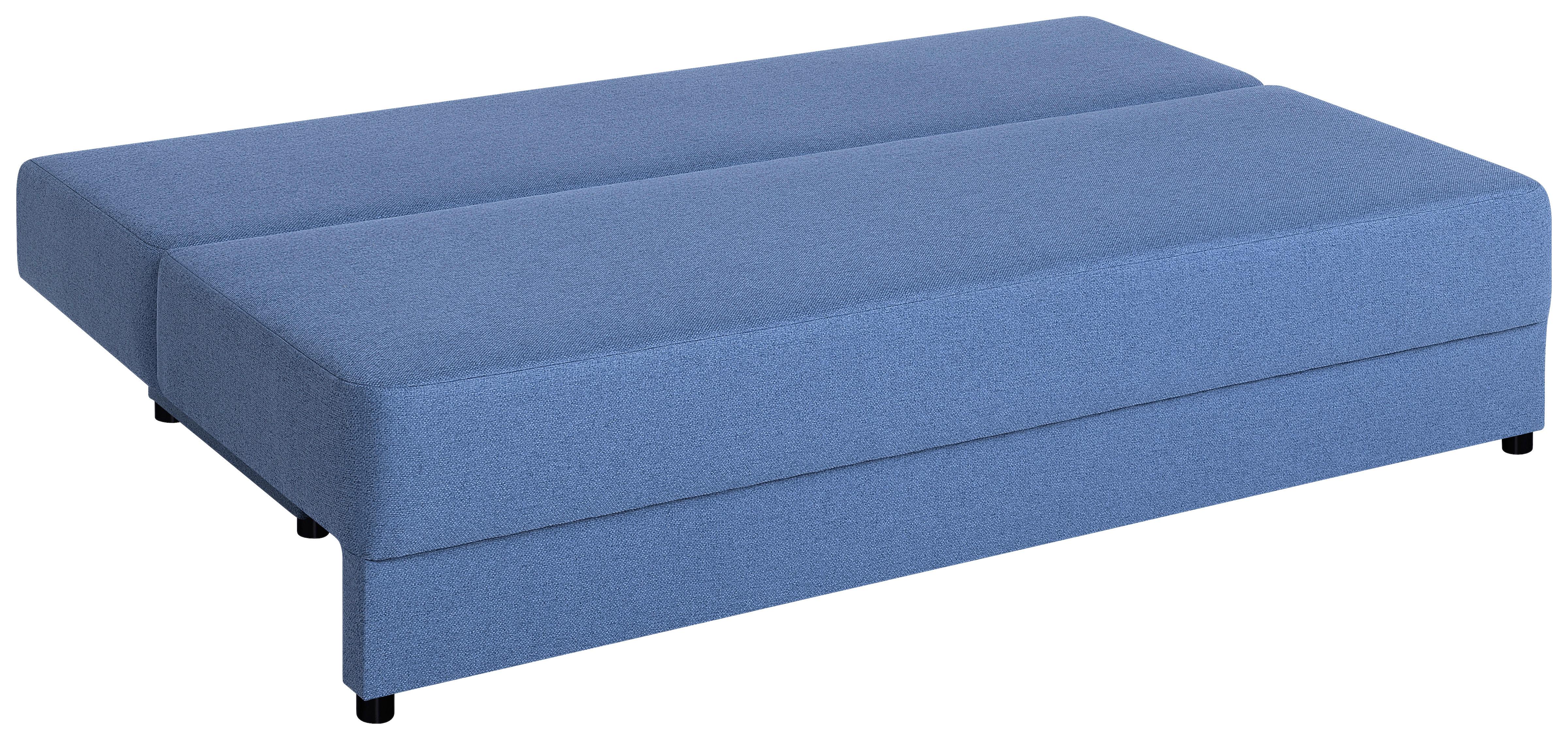 Pohovka LIA, modrá, s lôžkom a úložným priestorom - modrá/čierna, Basics, kompozitné drevo/textil (200/90/103cm)