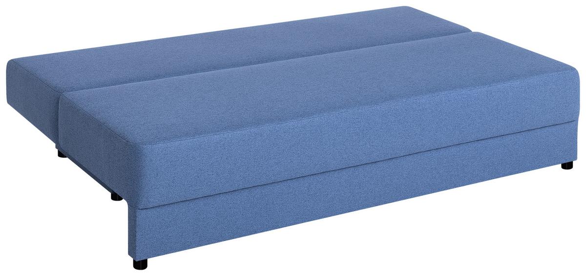 Pohovka LIA, modrá, s lôžkom a úložným priestorom - modrá/čierna, Basics, kompozitné drevo/textil (200/90/103cm)