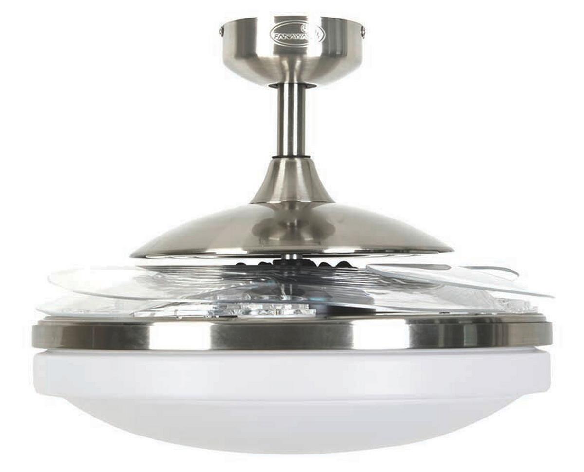 Deckenventilator Fanaway Chromfarben 4 Flügel Mit Licht - Chromfarben/Transparent, Basics, Kunststoff/Metall (122/41cm) - P & B