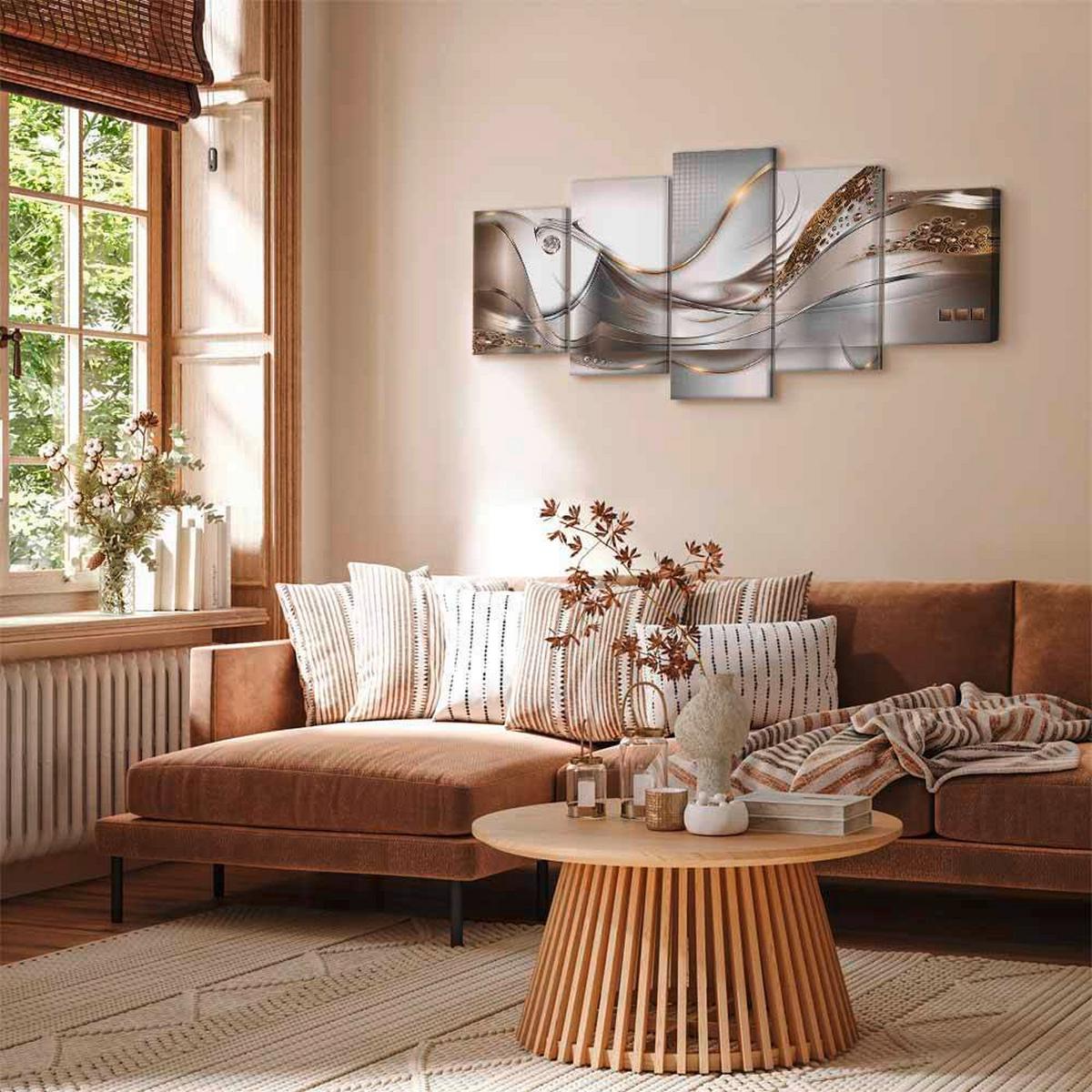 Obraz na plátne GOLDEN FLIGHT - zlatá/strieborná, Basics, kompozitné drevo/textil (100/50/1,2cm) - artgeist