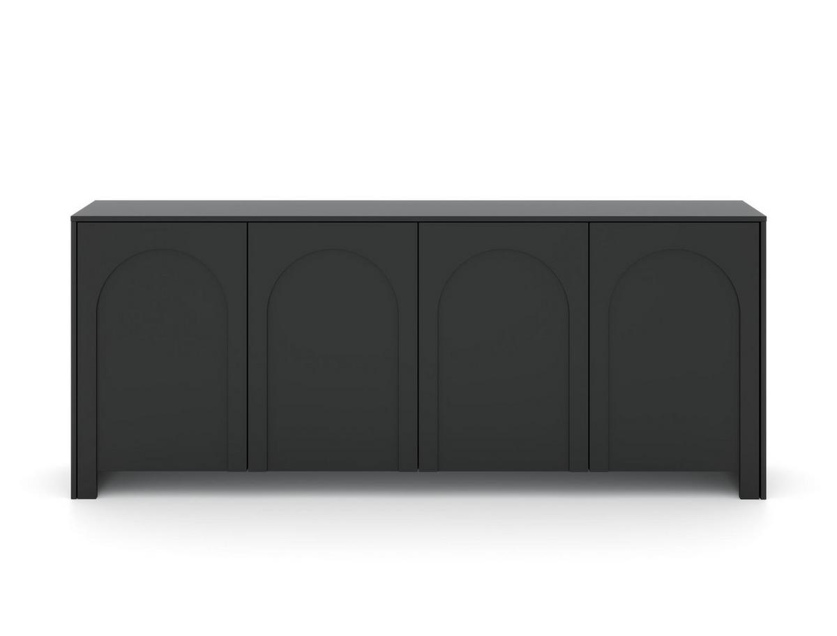 Černá komoda, bezúchytkové otevíraní, š: 204 cm - černá, Design, kompozitní dřevo (204/83/35cm)
