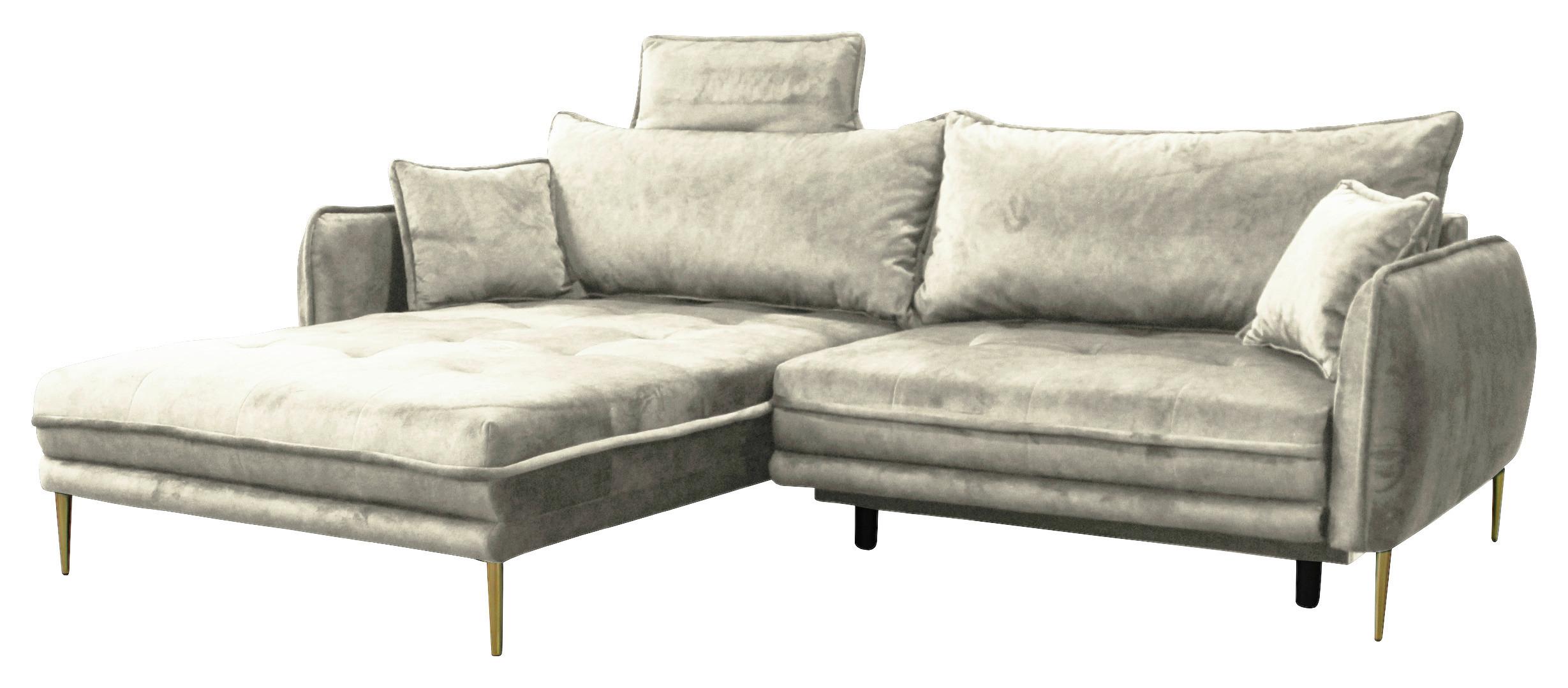 Ecksofa Whisper Creme S: 196x264 cm - Goldfarben/Creme, Design, Textil (196/264cm) - MID.YOU