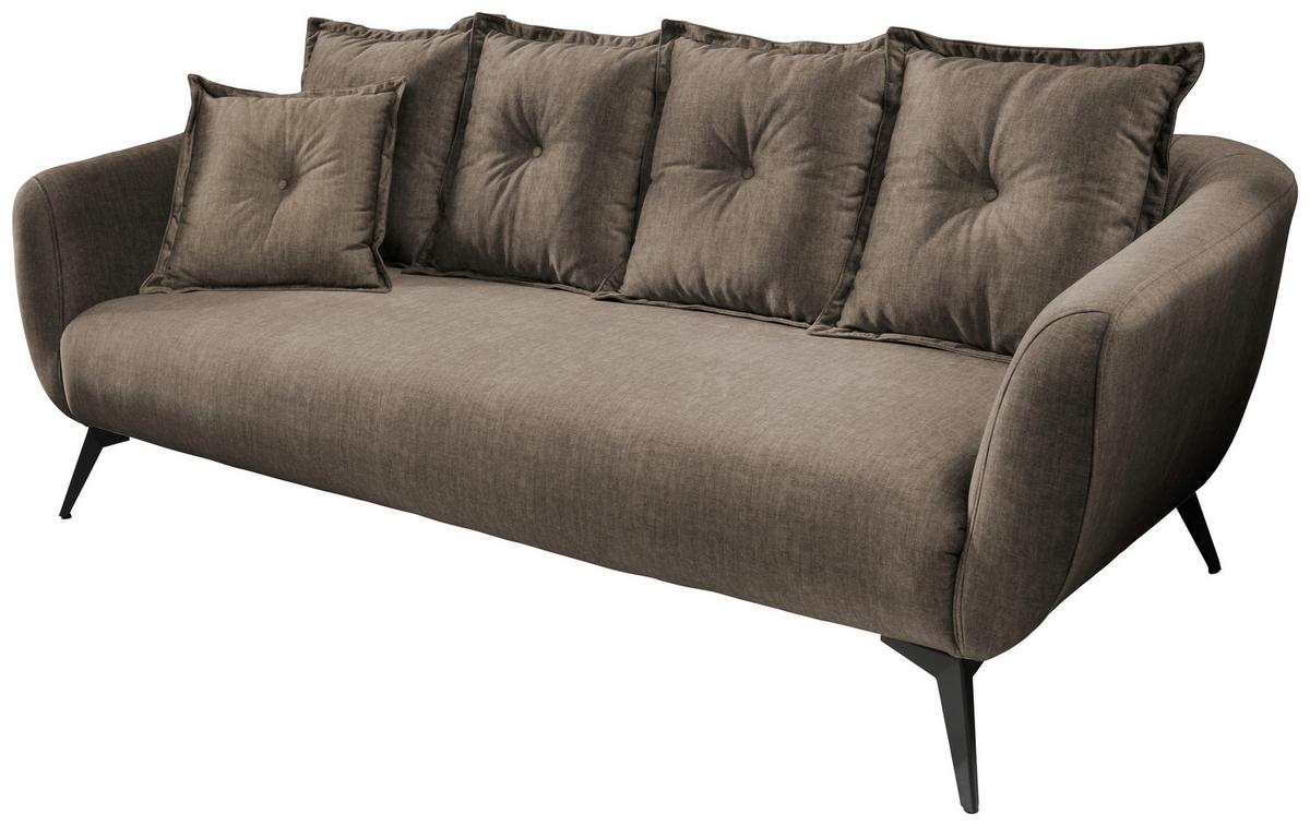 3-sitzer-sofa Baggio Mit Kissen Braun - Schwarz/Braun, MODERN, Holz/Textil (236/94/103cm) - Livetastic