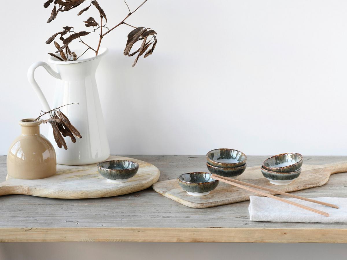 Dipschalenset 6 -Teilig. Cascade Steinzeug, Weiß/Blaugrau - Blaugrau/Weiß, Design, Keramik - Creatable
