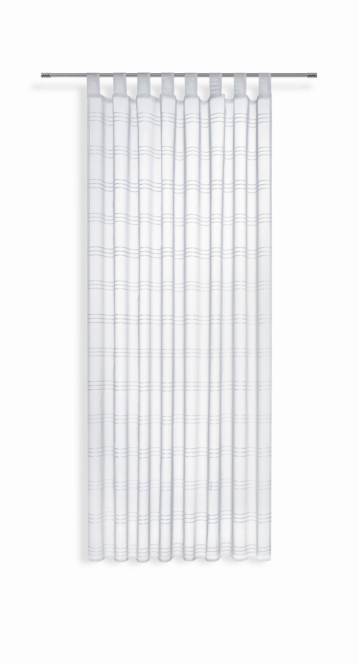 Vorhang Mit Schlaufen Und Band Halina 145x245 Cm Weiß/ Taupe - Weiß, KONVENTIONELL, Textil (145/245cm) - Luca Bessoni