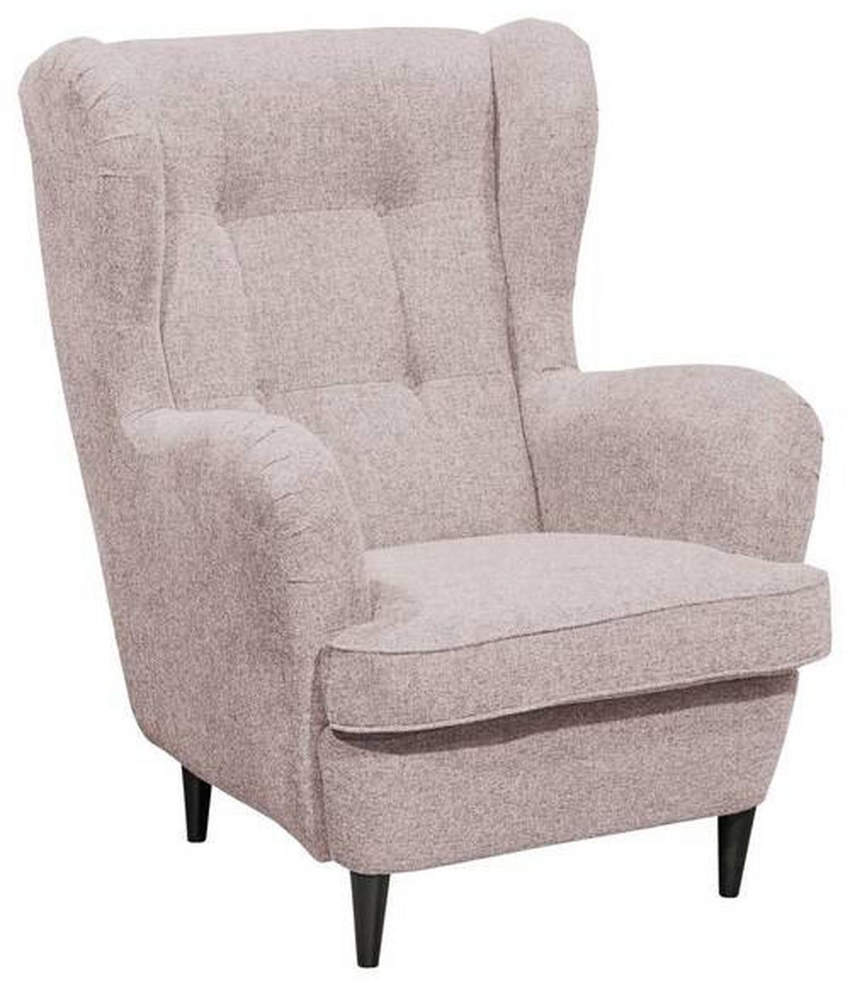 Ohrensessel Oskar Rosa B: 78 cm - Schwarz/Rosa, Basics, Textil (78/102/98cm) - MID.YOU