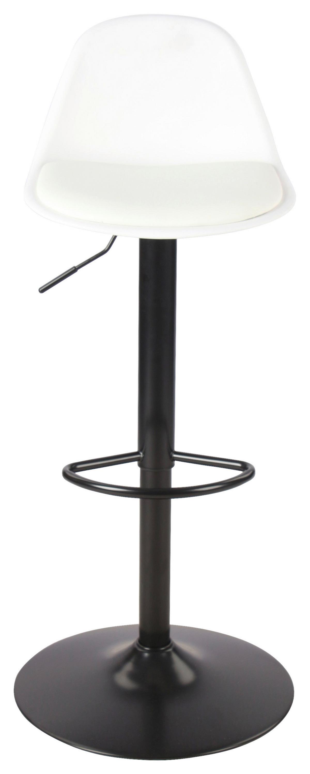 Barhocker höhenverstellbar Conte Lederlook Weiß - Schwarz/Weiß, MODERN, Kunststoff/Textil (40/103/43cm)