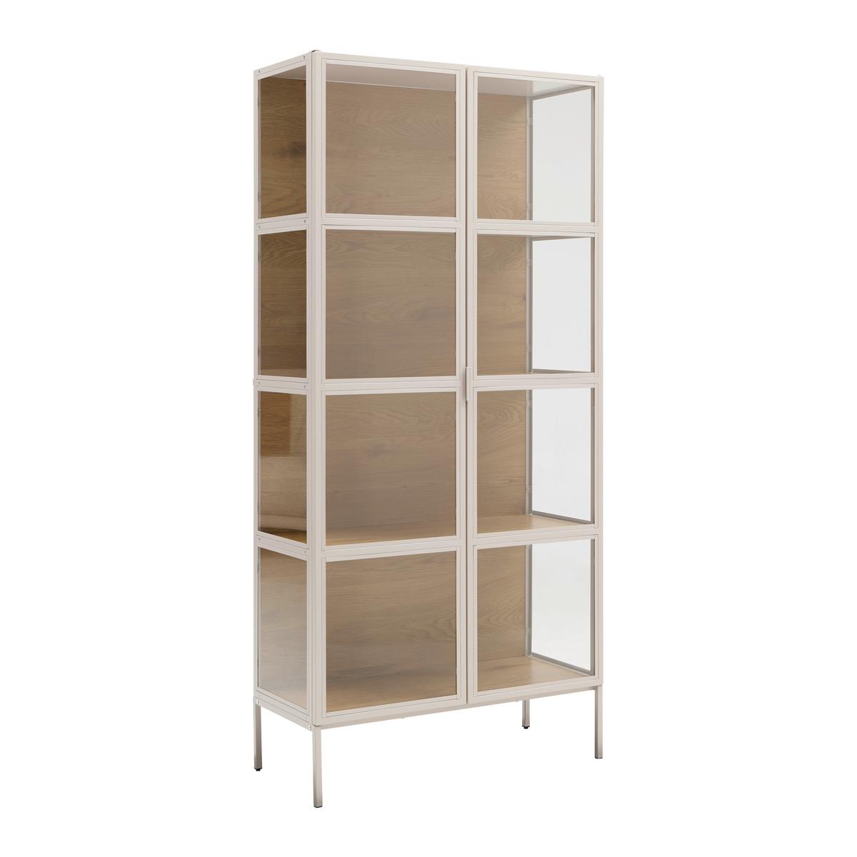 Vitrína Bray, š: 80 cm - barvy dubu/béžová, Moderní, kov/kompozitní dřevo (80/172/35cm) - Mömax