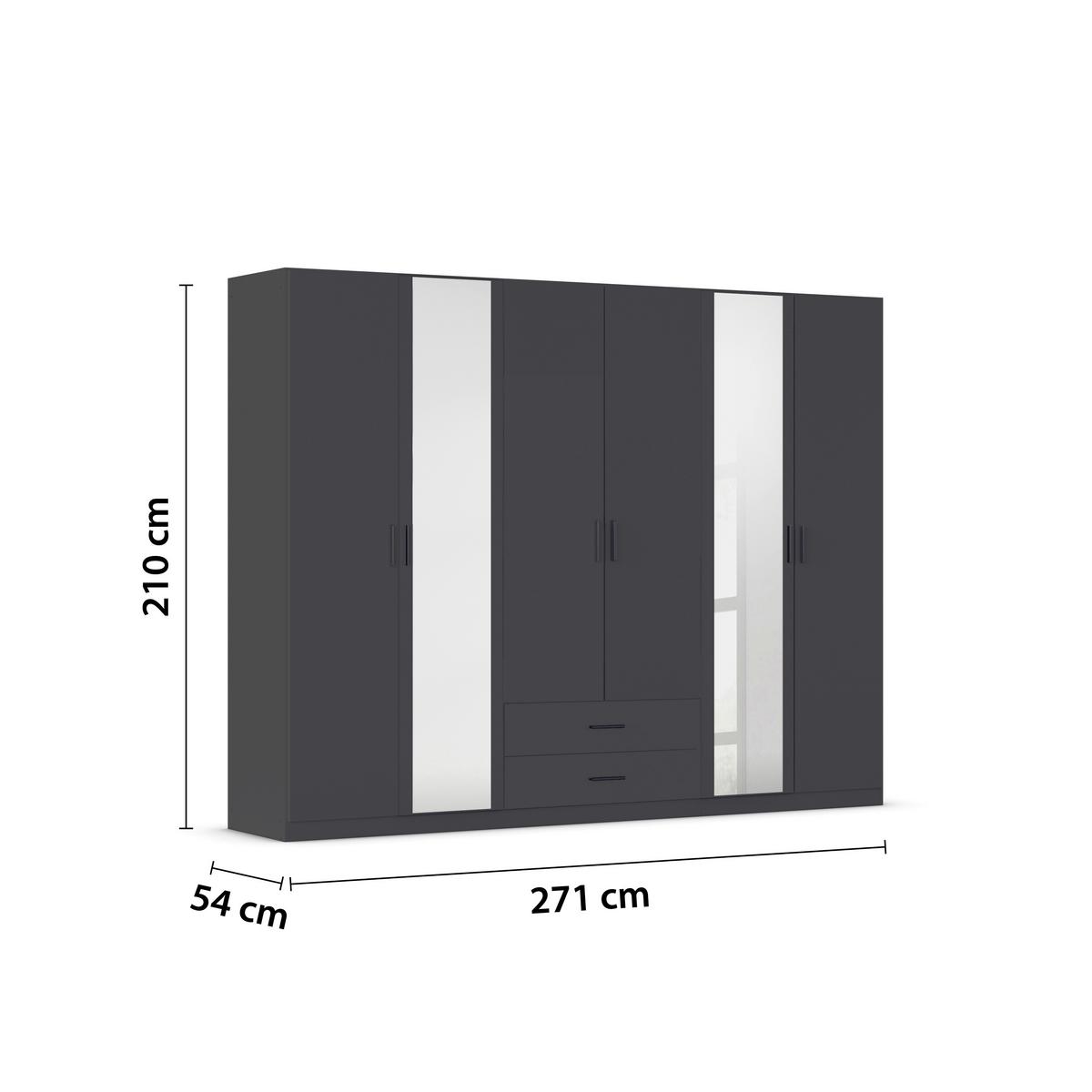 Kleiderschrank Despina - Grau, KONVENTIONELL, Holzwerkstoff (271/210/54cm)
