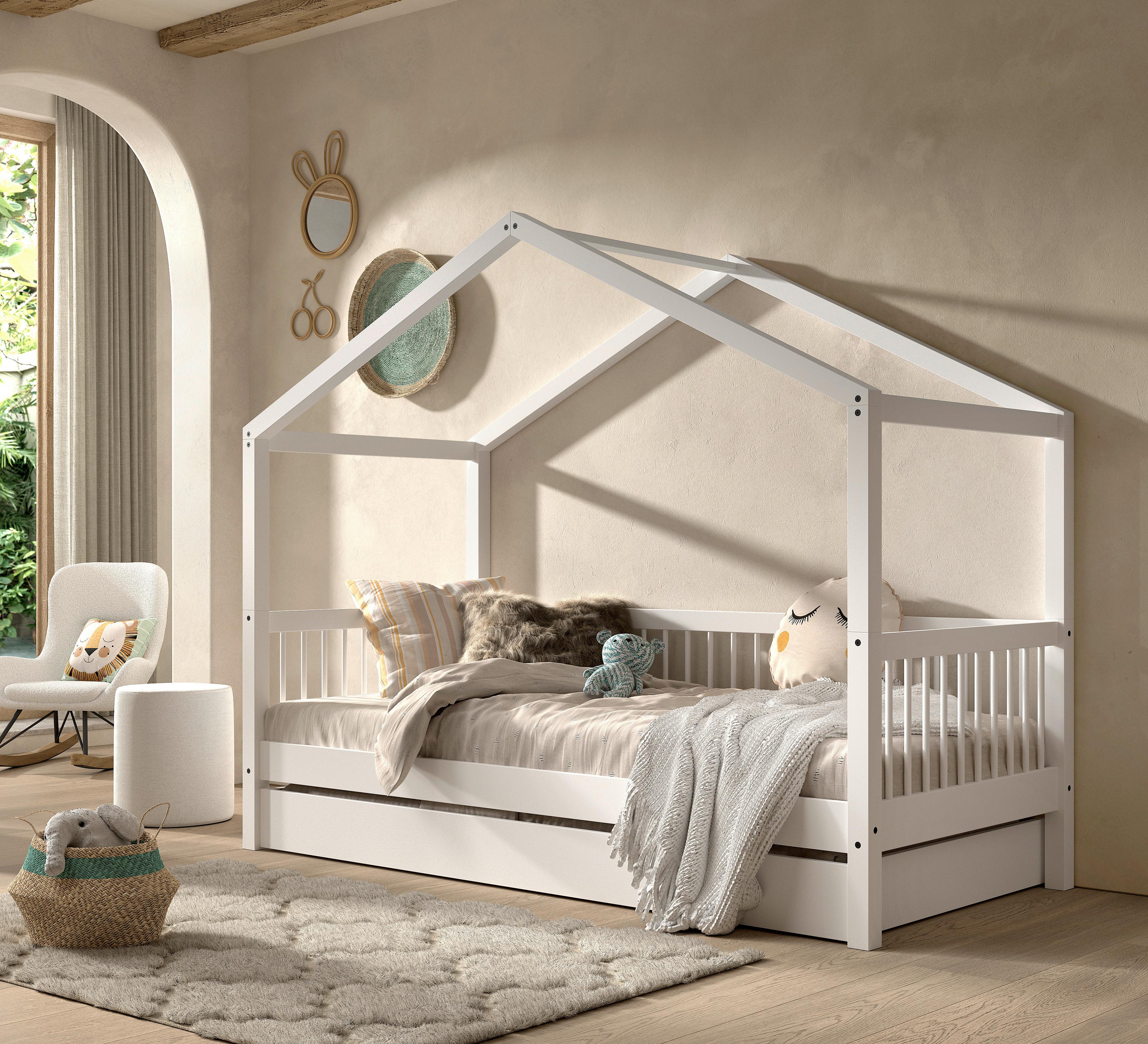 Hausbett Forrest - Weiß/Naturfarben, MODERN, Holz (90/200cm) - MID.YOU