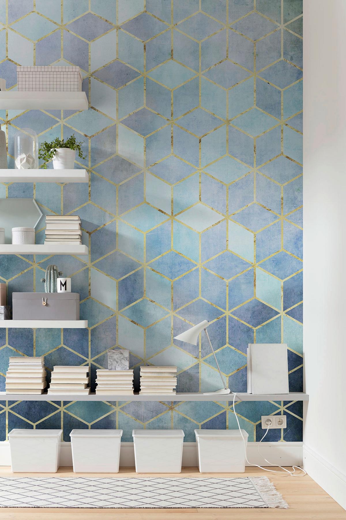 Vliestapete Mosaik Azzuro - Blau, Basics (200/250cm) - Komar