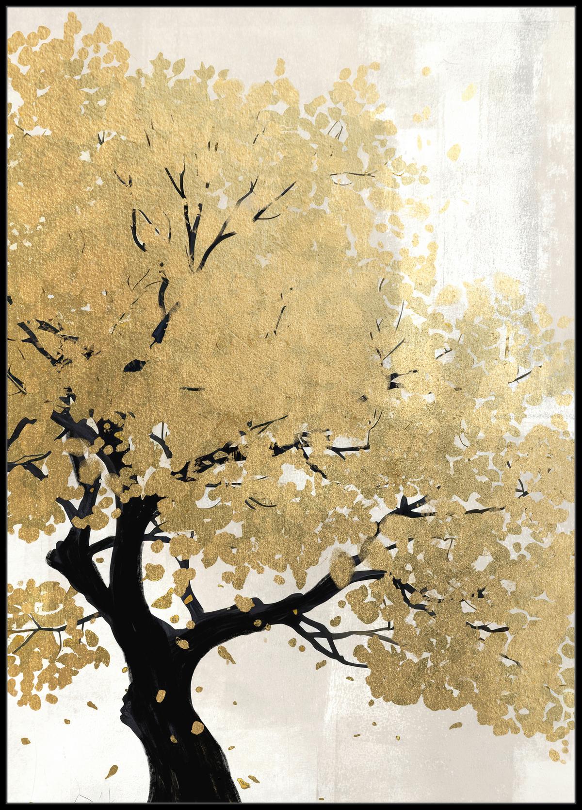 Obraz na plátně Denise, 100/140cm - černá/barvy zlata, Moderní, kompozitní dřevo/textil (100/140cm) - Premium Living