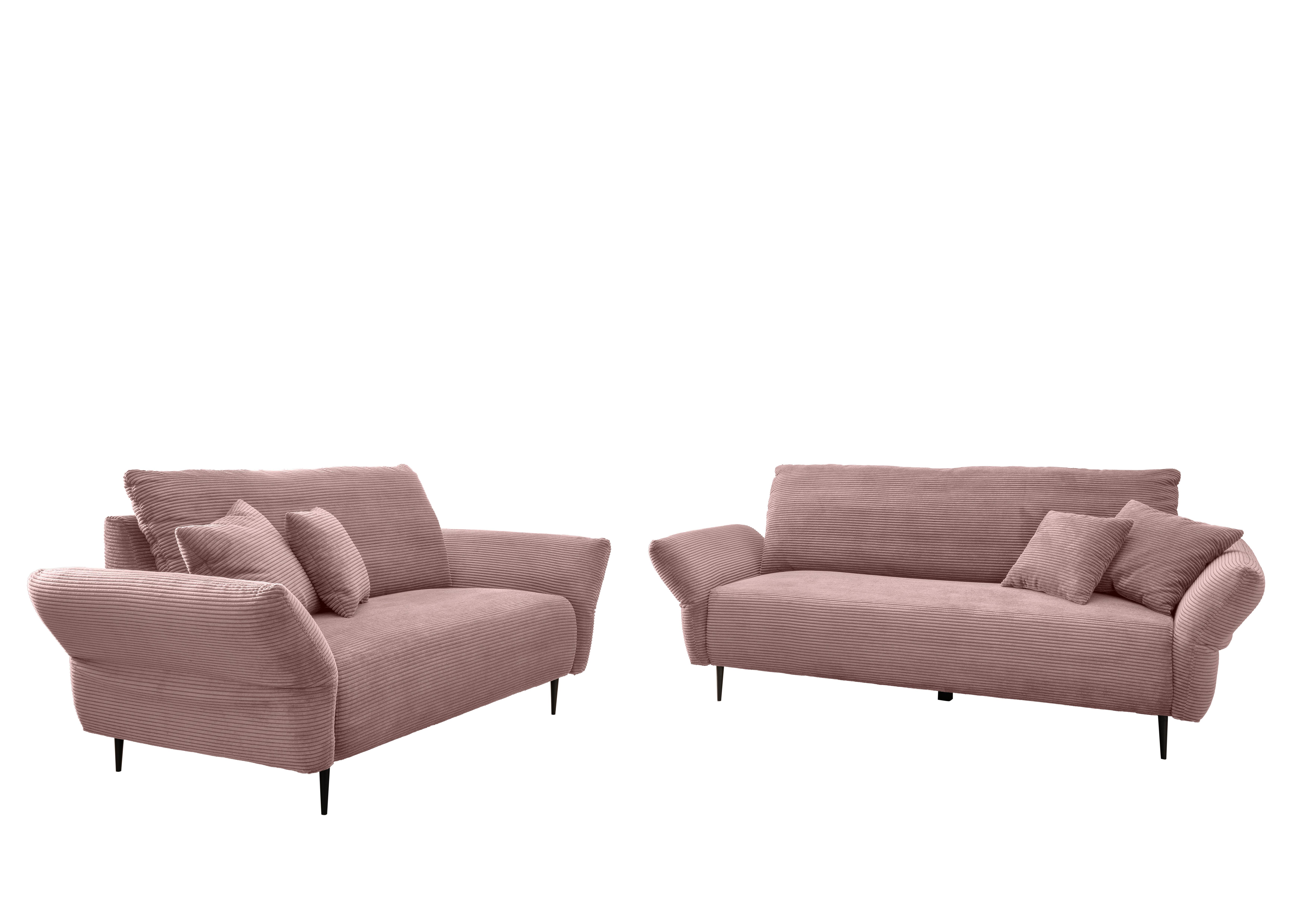 Sitzgarnitur Vanilla 2--teilig. Rosa - Schwarz/Rosa, Design, Textil - Livetastic