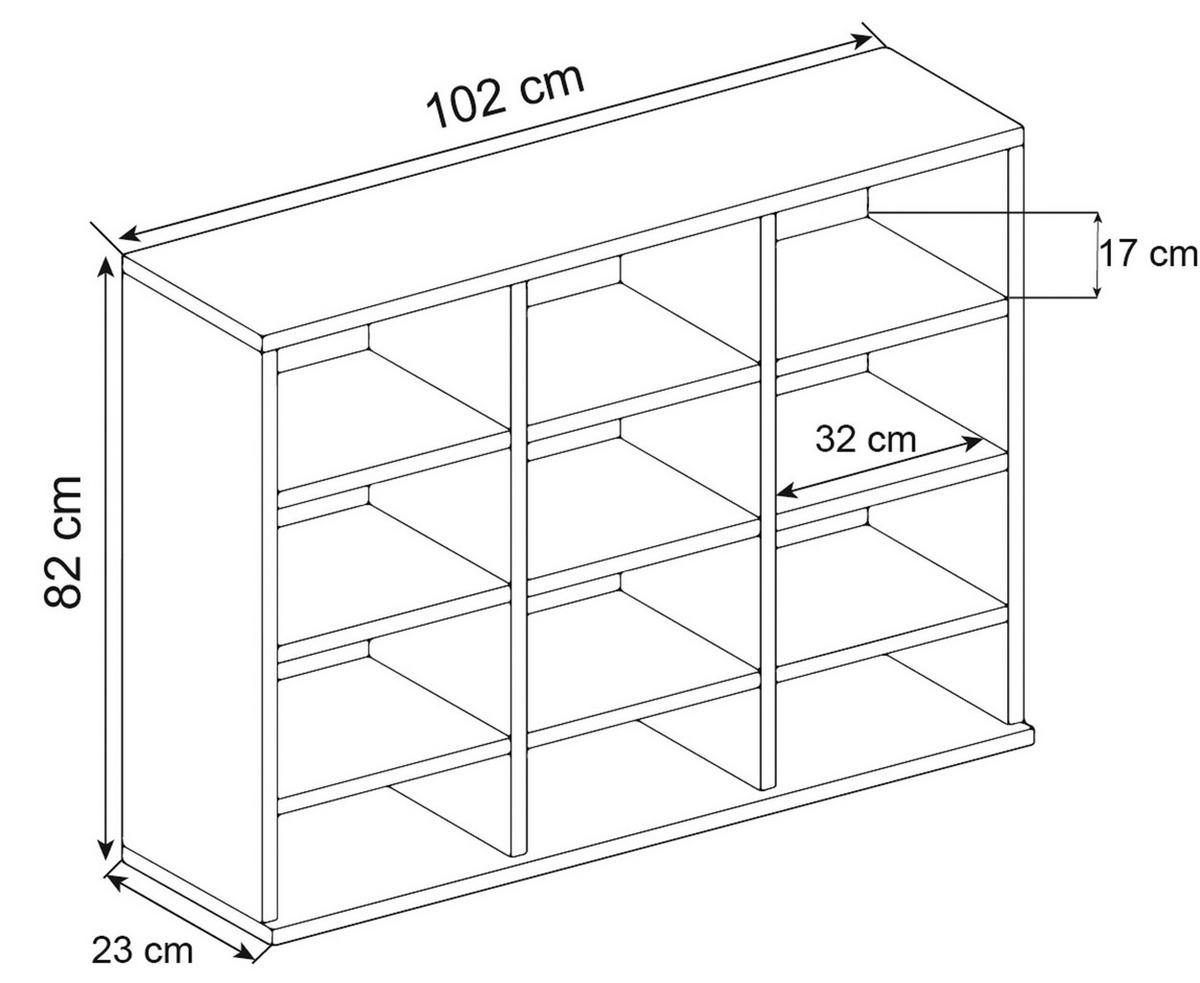 Regal Megosa Weiß Honigeiche Dekor - Honigeiche/Weiß, Design, Holzwerkstoff (102/82/23cm) - MID.YOU