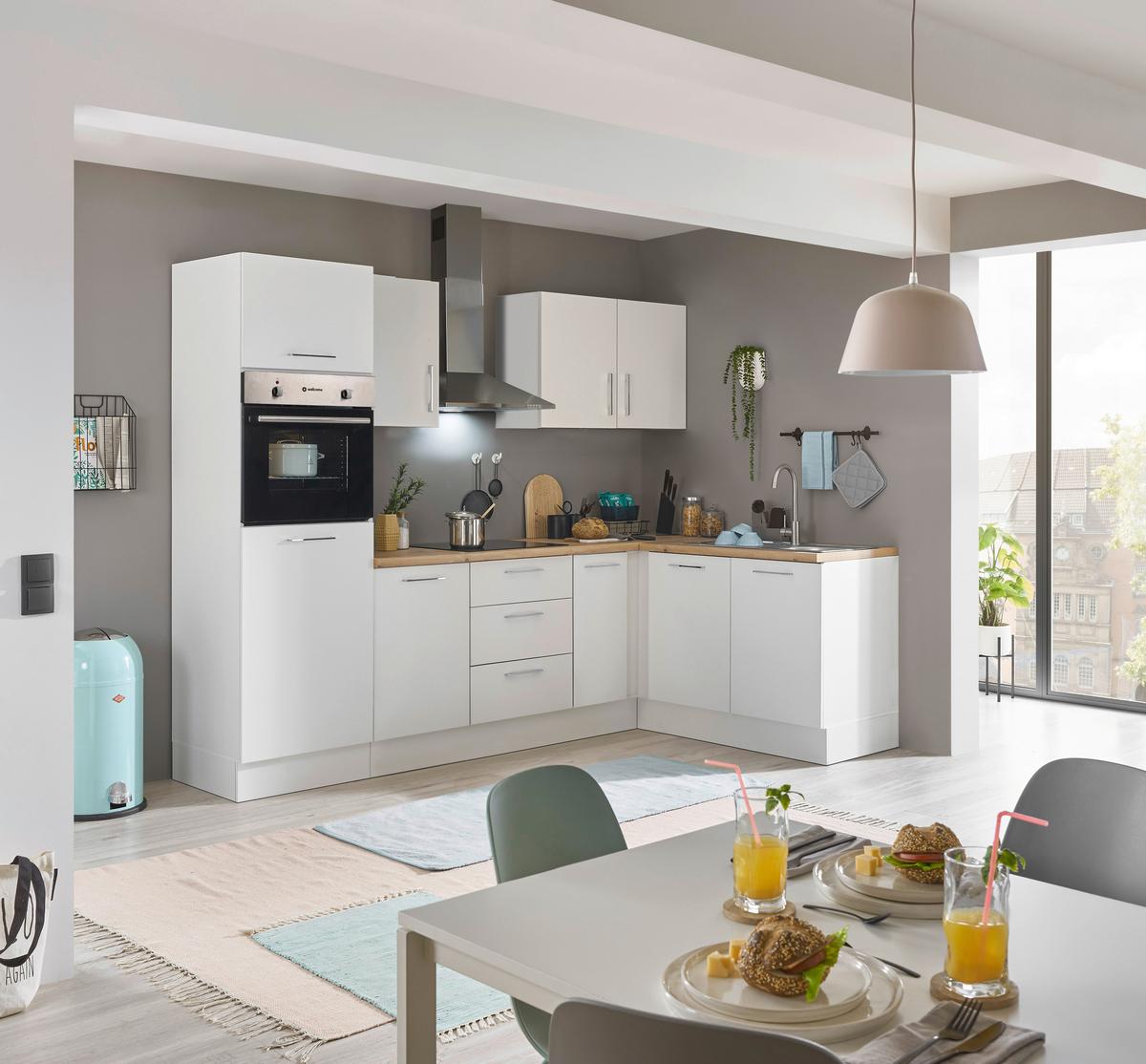 Eckküche Turin Weiß/Eiche Dekor 270x165 cm - Weiß/Eiche Artisan, Basics, Holzwerkstoff (270/165cm) - MID.YOU