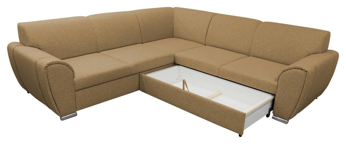 Ecksofa Delux Gelb Mit Schlaffunktion Ottomane Rechts - Gelb/Silberfarben, Design, Textil (266/266cm) - Livetastic