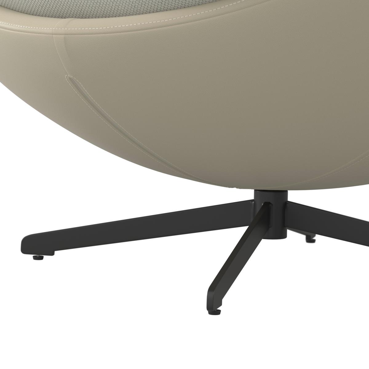 Relaxační křeslo INA, bílá,béžová, vzhled kůže - bílá/černá, Moderní, kov/textil (98/86/105cm) - Bessagi Home