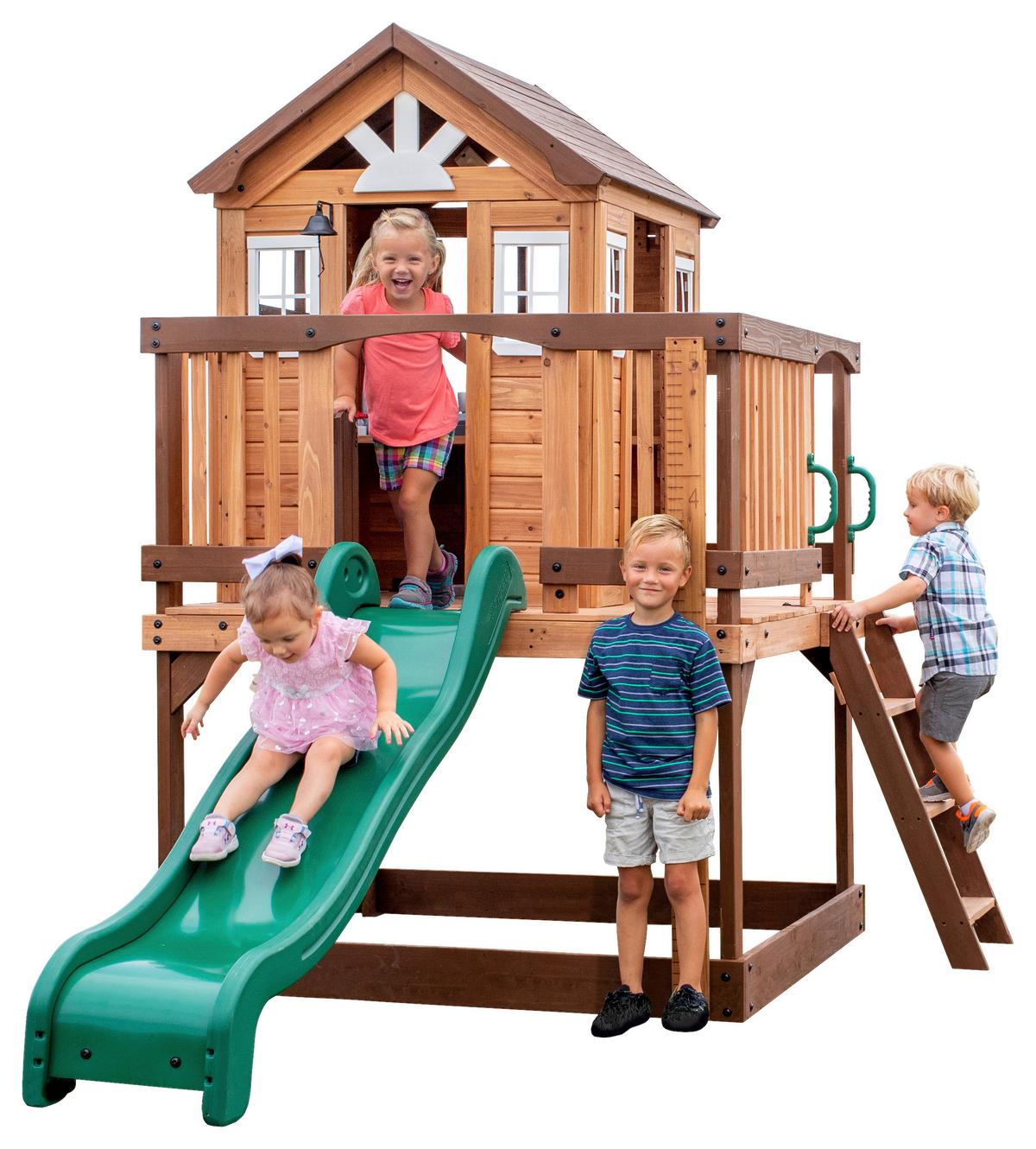 Spielhaus Echo Heights Braun/Grün B: 190 cm - Braun/Grün, KONVENTIONELL, Holz/Kunststoff (190/230/310cm) - Ambia Garden