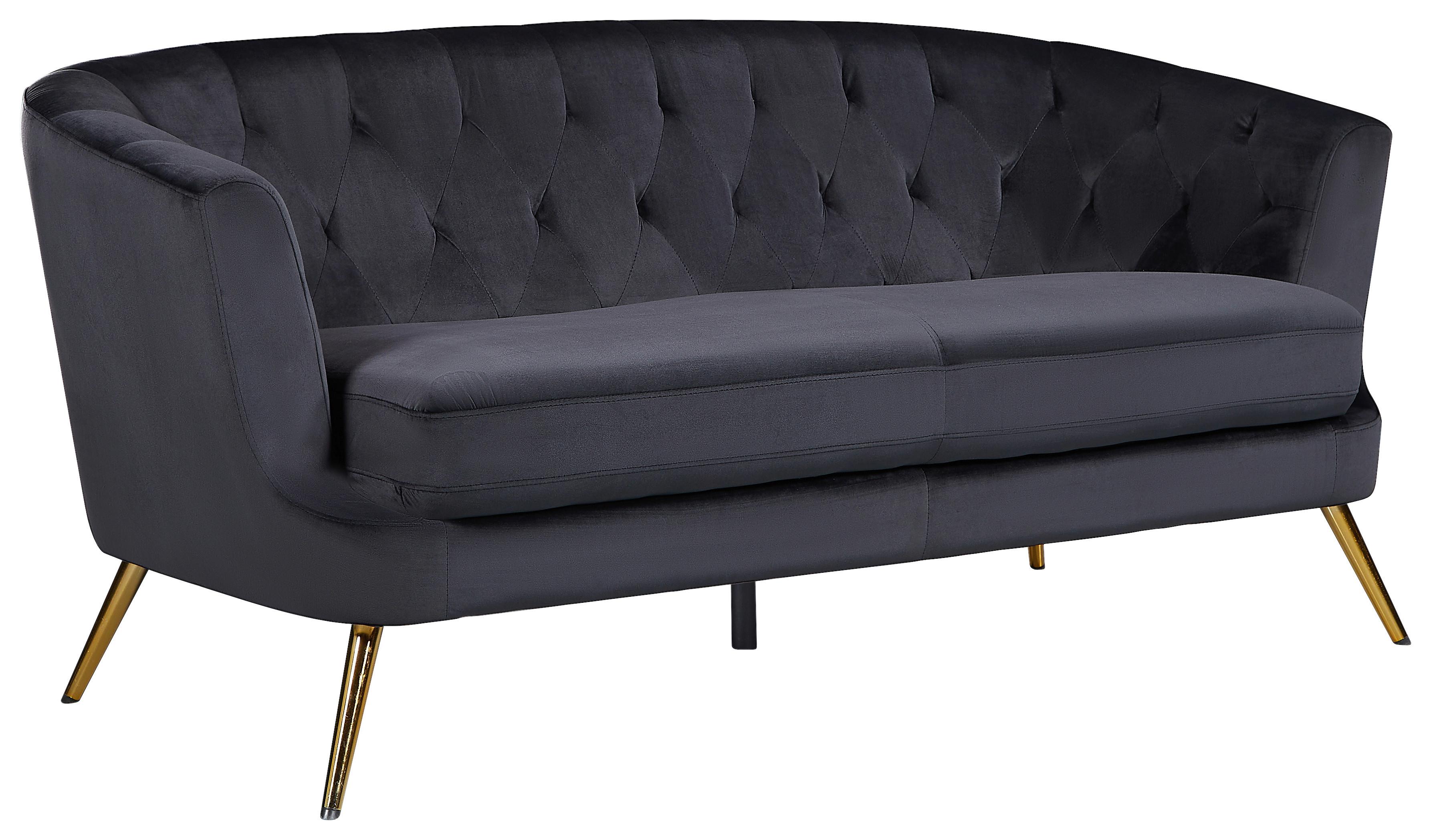 2-Sitzer-Sofa Lita Schwarz B: 150 cm - Goldfarben/Schwarz, MODERN, Textil/Metall (150/78/83cm) - Ti'me