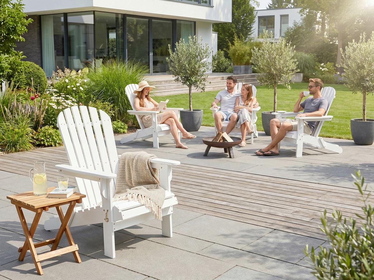 Garten-Relaxsessel Akazie - Weiß, Basics, Holz (84/69/93cm)