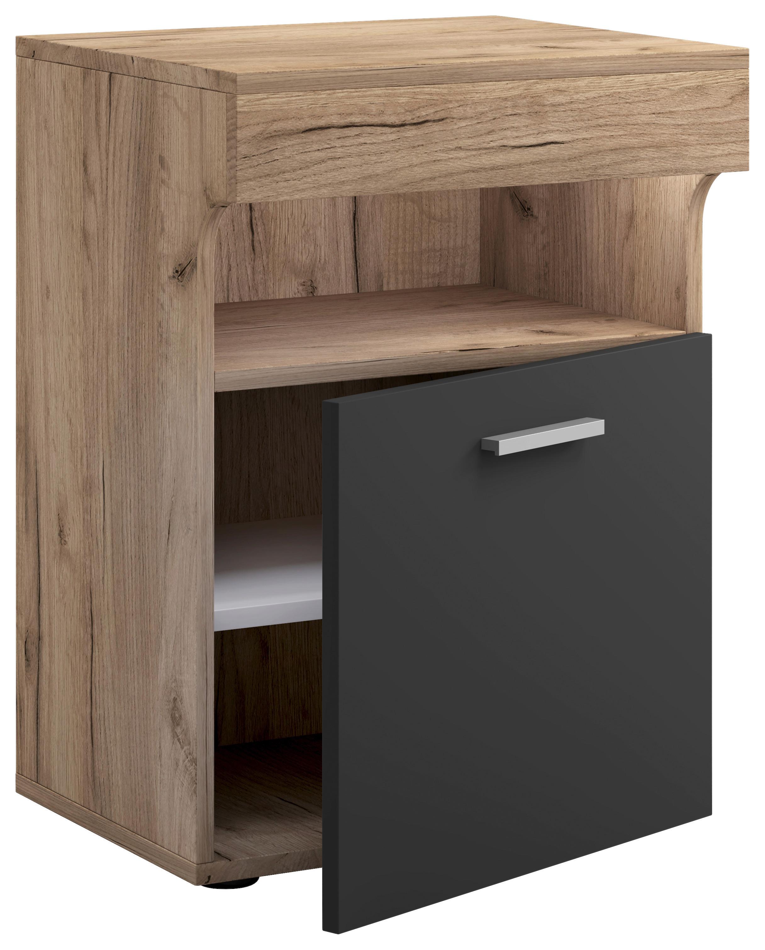Nachtkästchen Anthrazit Eiche Dekor H: 61 Cm Slepal - Honigeiche/Anthrazit, MODERN, Holzwerkstoff (45/61/39cm) - MID.YOU