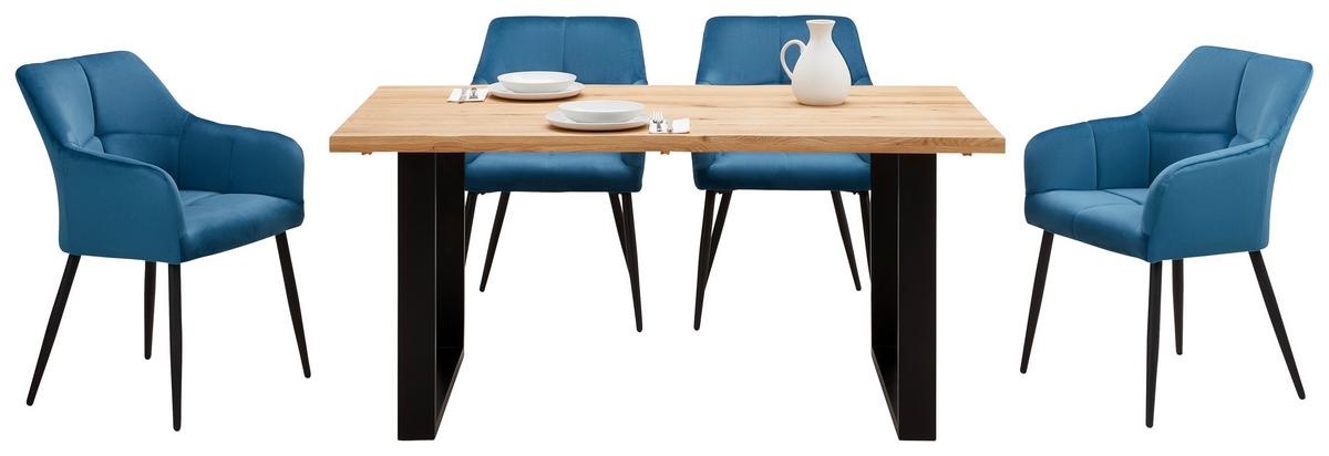 Esstisch Wood 160x75 Cm Eiche - Schwarz/Naturfarben, KONVENTIONELL, Holz/Metall (160/75/90cm) - James Wood