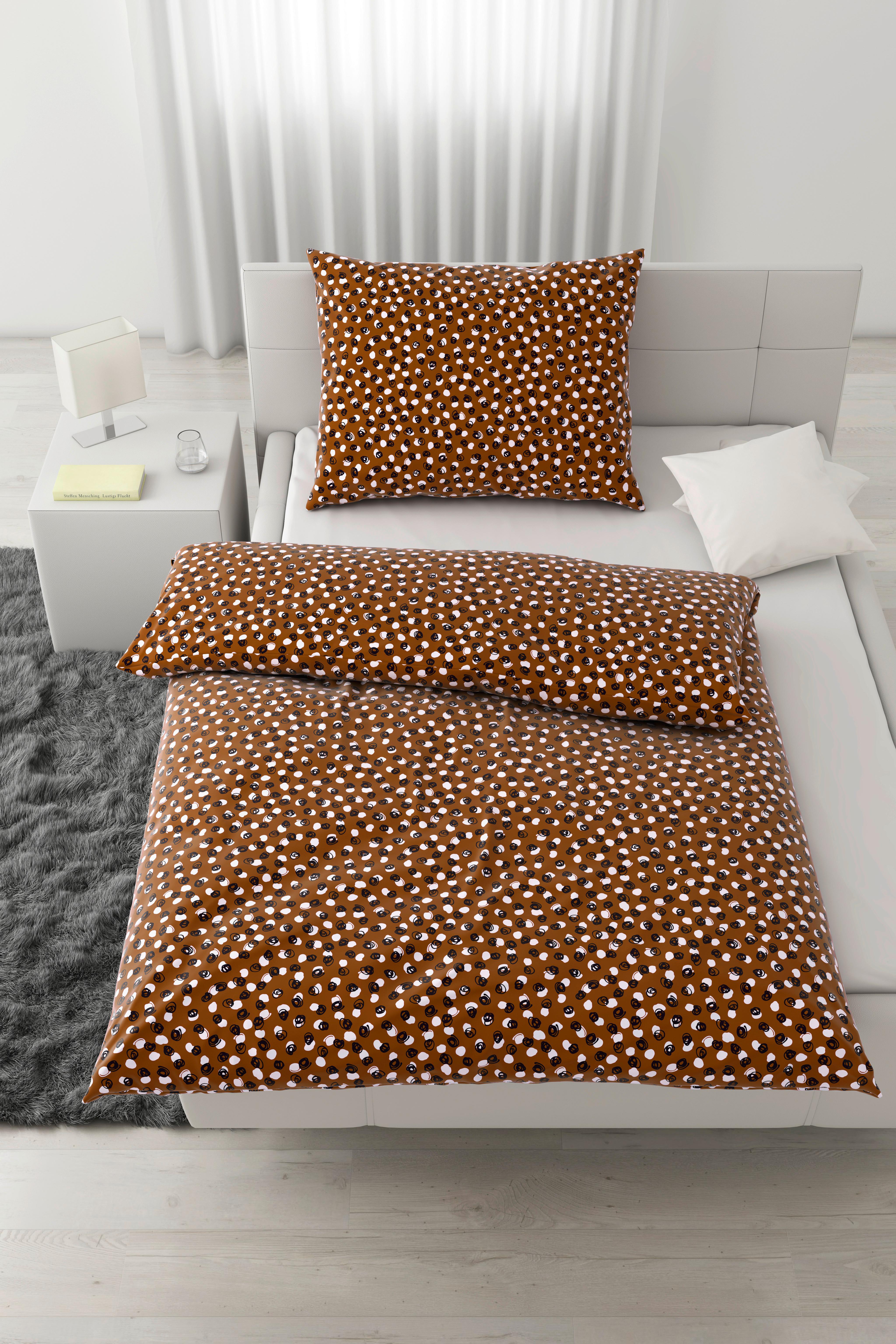 POVLEČENÍ Doodle Dots, 140/200cm, hnědá - bílá/černá, Konvenční, textil (140/200cm) - Modern Living