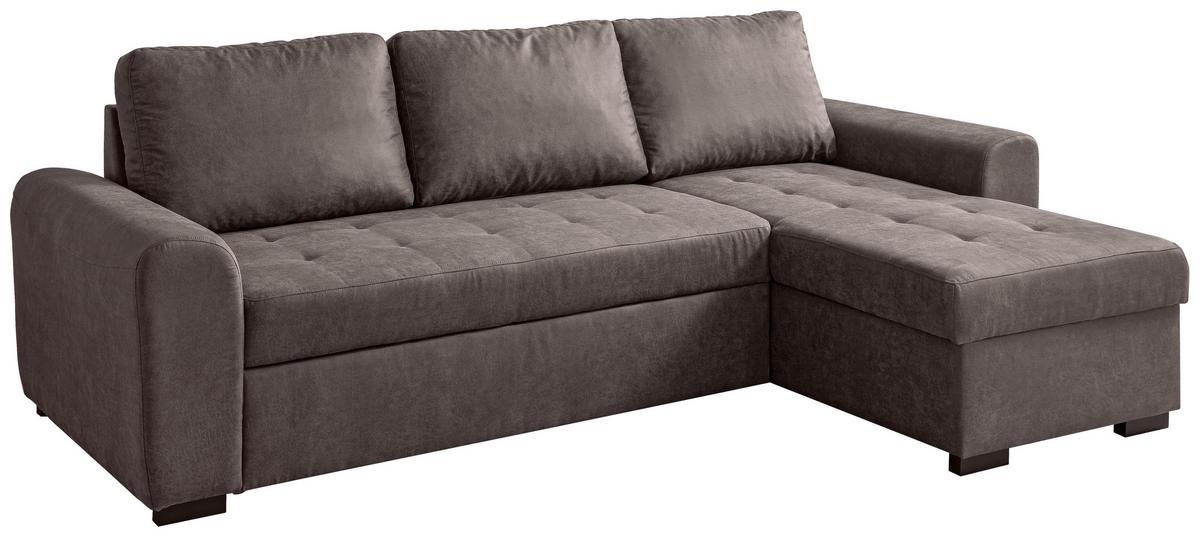 Rohová sedačka POLL, oboustranná, šedohnědá - šedohnědá, Moderní, textil (243/85/155cm) - Based