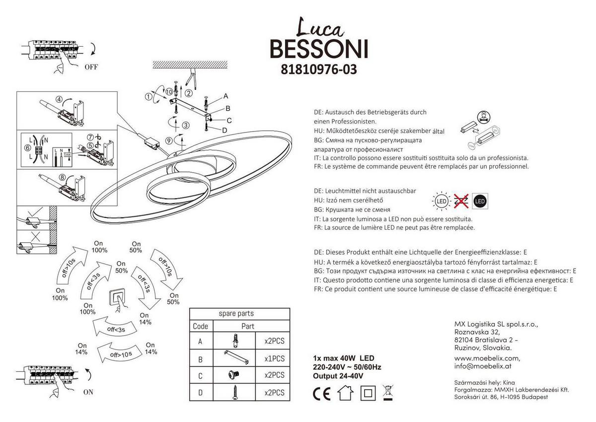 Led-deckenleuchte Nuha - Silberfarben/Opal, Basics, Kunststoff/Metall (85/30/8cm) - Luca Bessoni