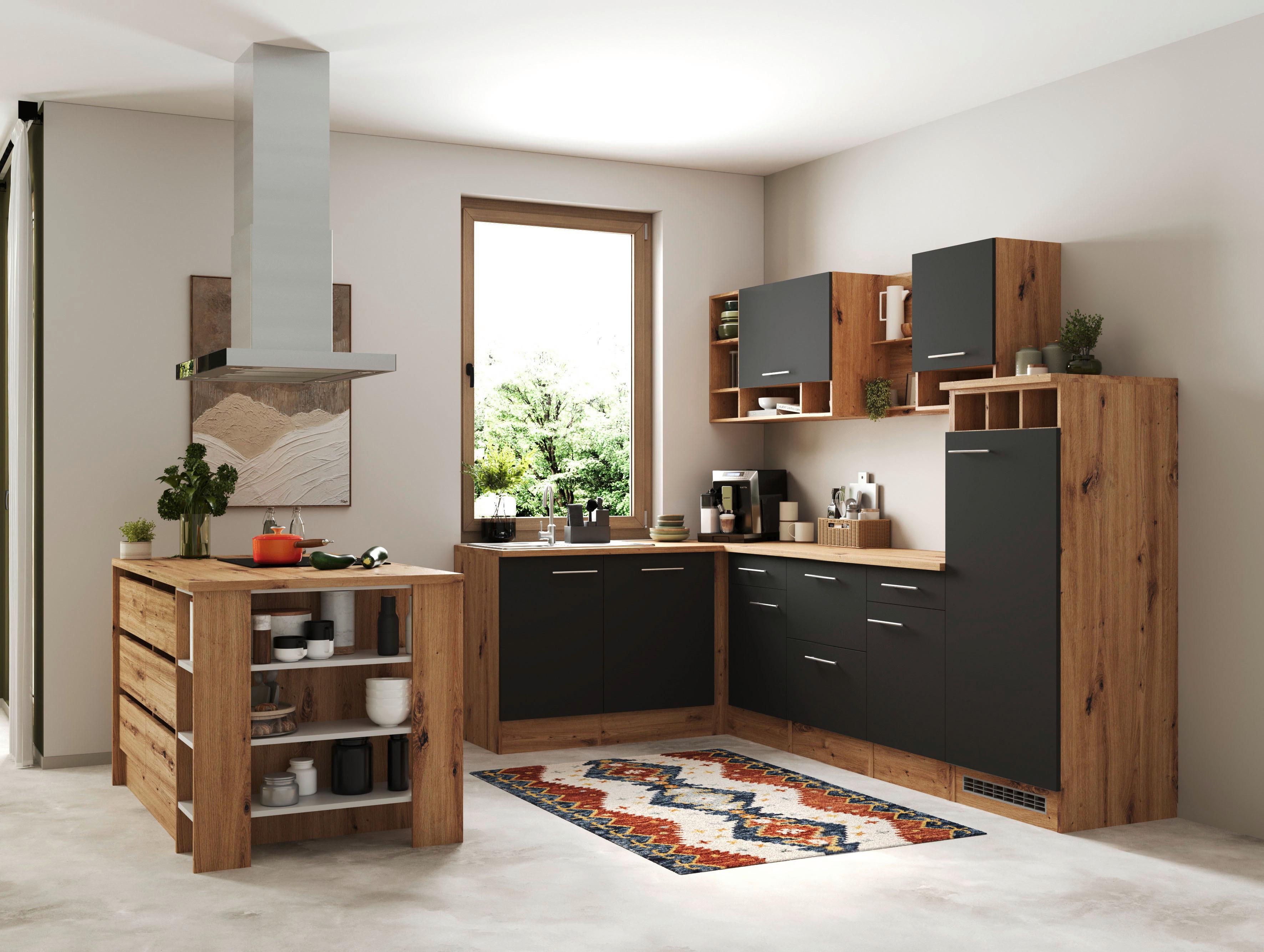Eckküche Hilde Winkelküche 280 Cm - Wildeiche/Grau, Design, Holzwerkstoff (280/172cm) - Respekta