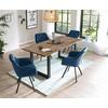 Tischgruppe Blau, Walnussfarben L: 160cm - Blau/Walnussfarben, MODERN, Holz/Textil (160/90/75cm) - Livetastic